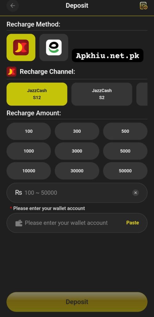 3R3R Game deposit options with JazzCash and Easypaisa