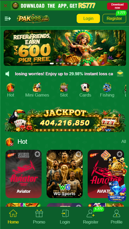 Pak998 Game user interface on Android for Pakistan